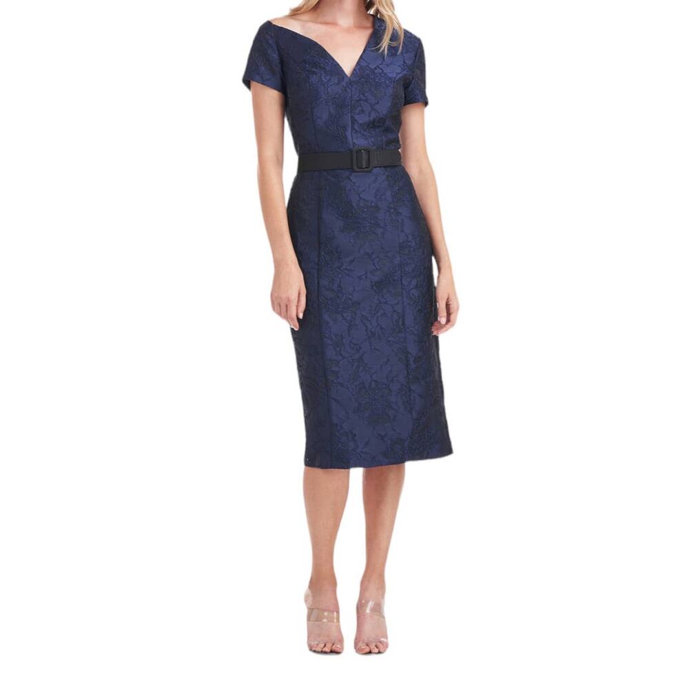 Kay Unger dress Adrianna Asymmetric midi blue size 4